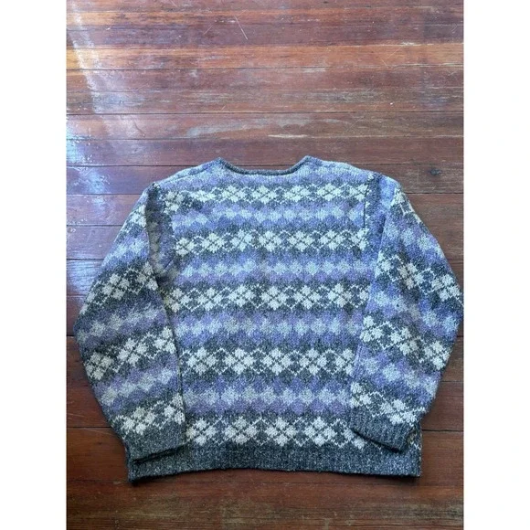 Vintage 90s St. John's Bay Womens Fair isle Sweater Cardigan Zip Sz Large - Picture 7 of 9